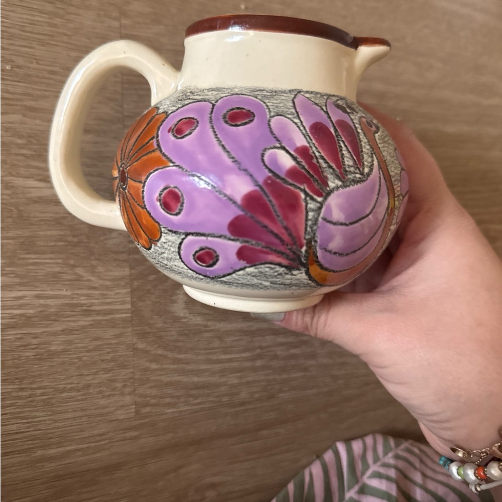 Eduardo Vega Handcrafted Signed Swan Ceramic Creamer Folk Art Pottery Cuenca